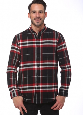 Elevani Men's Long Sleeve Regular Fit Checkered Black Shirt